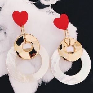 Adorable Red Heart Acrylic Earrings